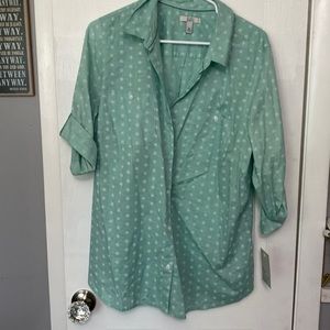 Croft & Barrow Plus Size 3/4 Sleeve Button Up Top
